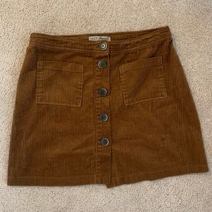 Brown corduroy button skirt with pockets size 10